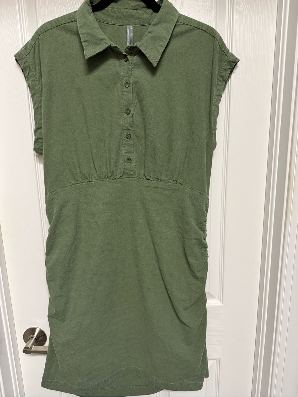 Anthropologie Ruched Olive Green Polo Shirt Dress XL